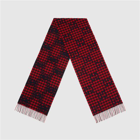 gucci schal damen rot|Schal aus Wolljacquard mit GG Motiv .